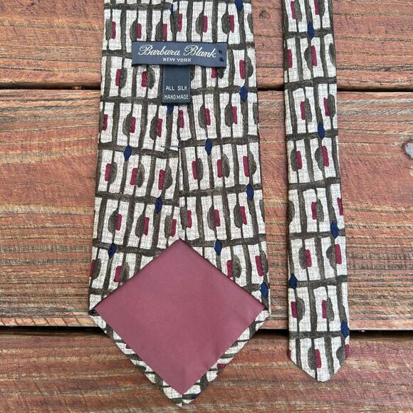Barbara Blank NY Vintage Silk Tie | 60s Mod Abstract Retro Mid Century Handmade - Picture 3 of 8